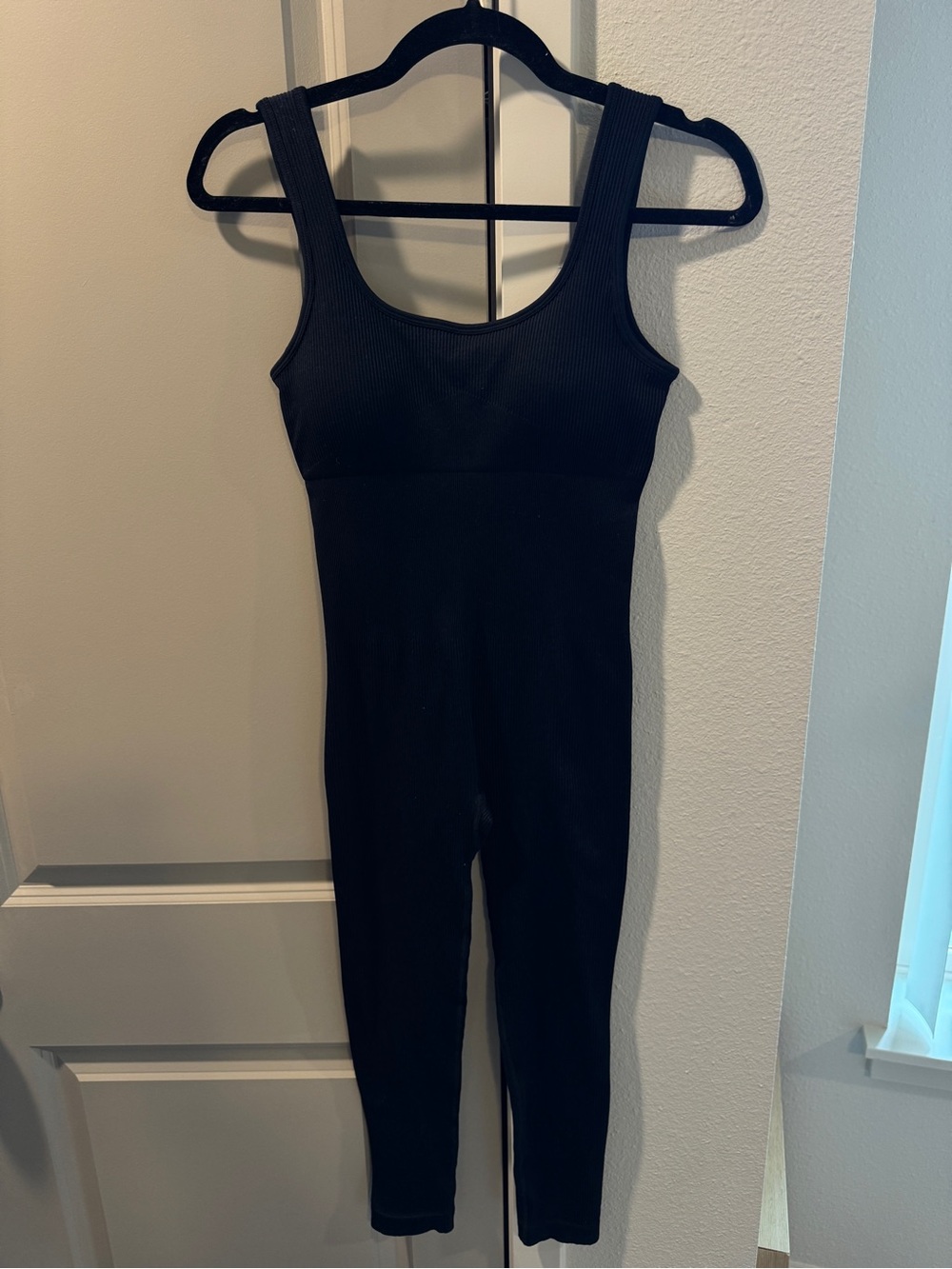 Black Ribbed Tank Body-con Jumpsuit